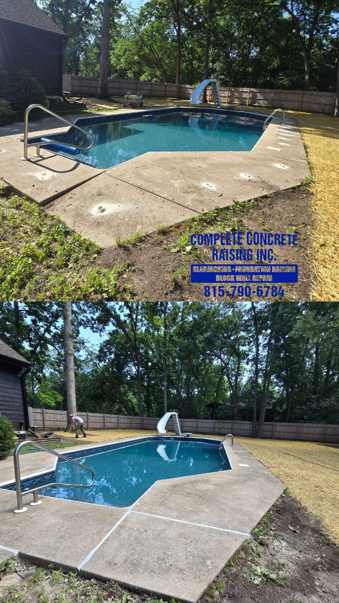 Concrete leveling around pool area